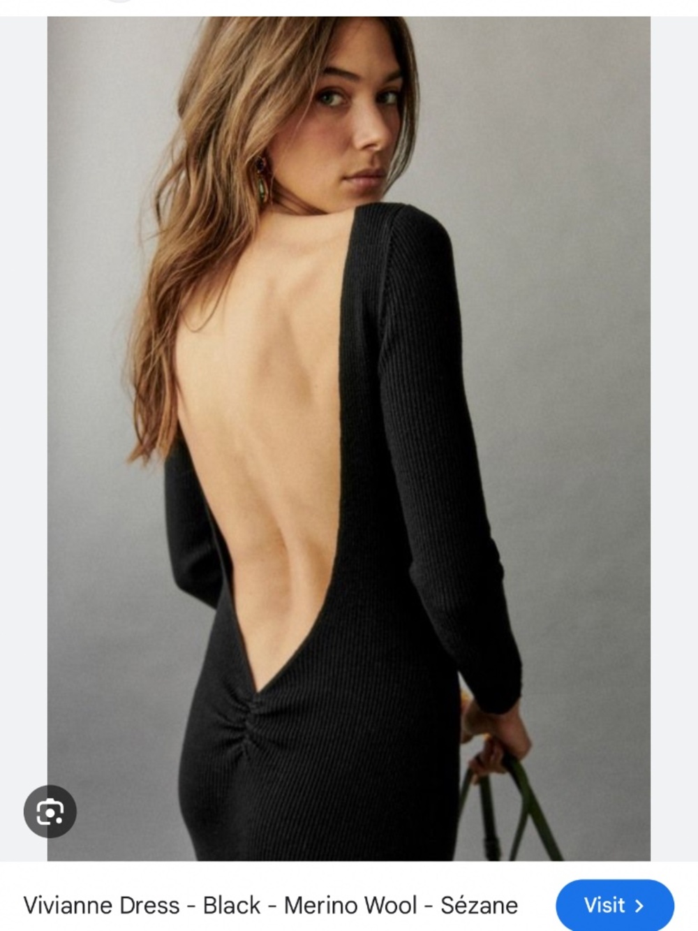 Sezane NWT Vivienne black deep v dress size small